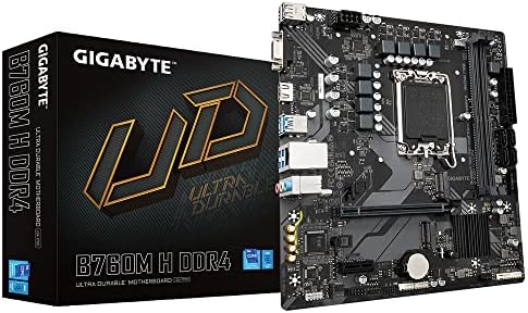 Gigabyte B760M H DDR4 Motherboard - Supports Intel Core 14th Gen CPUs, 6+1+1 Phases Digital VRM, up to 3200MHz DDR4 (OC), 2xPCIe 4.0 M.2, GbE LAN, USB 3.2 Gen1