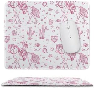 Girls on Horse Back and Cactus Rubber Mouse Pad Desk Mat Ultra-Thin Non-Slip Square Gaming Pads for Computers Laptop Office