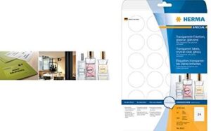 HERMA Special film labels, diameter 40 mm, transparent, you will receive 1 piece of 25 sheets.
