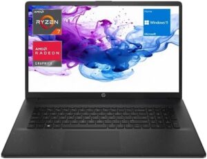 HP Essential 17 Laptop, 17.3″ FHD Display, AMD Ryzen 7 7730U, 12GB RAM, 512GB SSD, Webcam, HDMI, Wi-Fi 6, Windows 11 Home, Black