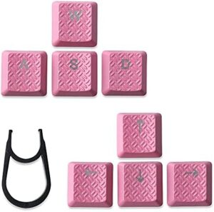 HUYUN Texture Tactility Backlit Keycaps Replacement for GL Tactile Switch Logit G813/G815/G913/G915 TKL RGB Mechanical Gaming Keyboard (WASD+Arrow Keys Pink)