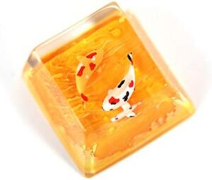 Home-organizer Tech Carps Resin Keycap OEM/R4 Height Suitable for MX Switch, Delicate Hand Engraved Resin Key Caps for Mechanical Keyboards (Yellow)