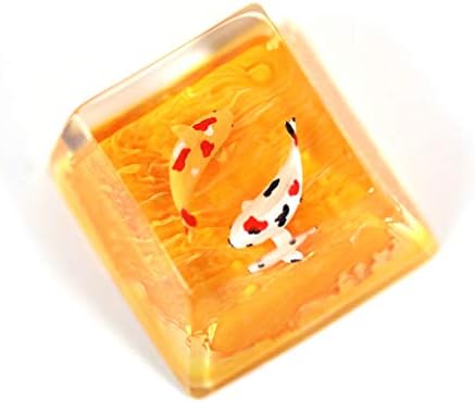 Home-organizer Tech Carps Resin Keycap OEM/R4 Height Suitable for MX Switch, Delicate Hand Engraved Resin Key Caps for Mechanical Keyboards (Yellow)