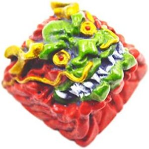 Home-organizer Tech Dragon Keycap Personality Resin Keycap OEM/R4 Height Handmade Keycap Suitable for MX Switch, Delicate Hand Engraved Resin Key Caps for Mechanical Keyboards (Red&Yellow)