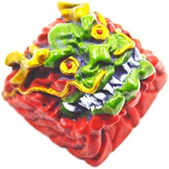 Home-organizer Tech Dragon Keycap Personality Resin Keycap OEM/R4 Height Handmade Keycap Suitable for MX Switch, Delicate Hand Engraved Resin Key Caps for Mechanical Keyboards (Red&Yellow)