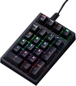 KALUYA T21 Mechanical Numpad with RGB Backlit for Accounting & Gaming, Dual Mode Tenkeyless Keypad, Anti-Ghosting Numeric Keyboard for Excel (Black Cyan Shaft (ABS))