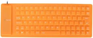 Keyboard, Silicone Keyboard Fully Sealed Design Lightweight Portable Mechanical Keyboard Gaming Keyboard with Soft Comfortable USB Wired Silicone Keyboard for PC (Orange)