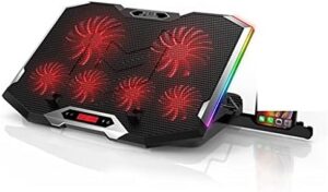 Laptop Cooler for Laptop 12-18 Inch Six Fans LCD Screen Laptop Cooling Pad Adjustable Notebook Stand Two Port(E)