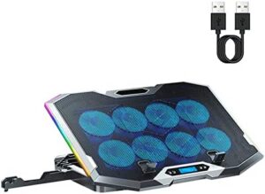 Laptop Cooling Pad RGB PC Fan Cooler Notebook Stand Computer Cooling Bracket 8 Quiet Fans PC Radiator with Phone Stand