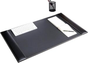 Leather Desk Pad 34″ x 20″ Large Desk Cover with Side Rails, Blotter, and Protector for Computer, Keyboard, Gaming Mouse, Laptop, and Office Desktop