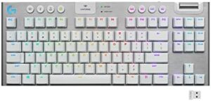 Logitech G 915 LIGHTSPEED TKL Wireless Mechanical Gaming Keyboard Without Numeric Keypad Tactile Flat Profile GL Key Switch, US QWERTY Layout – White