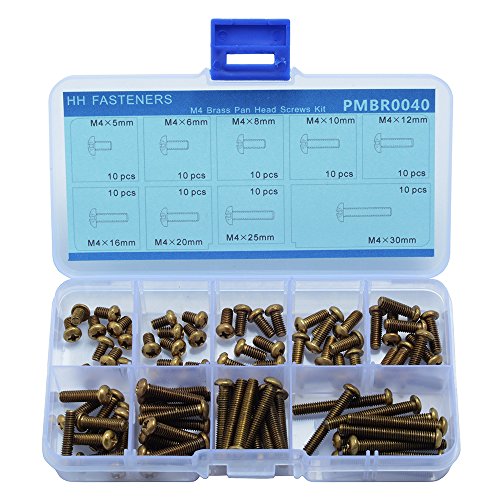 M4 Brass Phillips Pan Head Machine Screws Qty 90-Piece Assortmrnt Set,M4x5 M4x6 M4x8 M4x10 M4x12 M4x16 M4x20 M4x25 M4x30mm