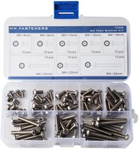M4 Pin-in-Torx Security Screws Assortment Kit Stainless Steel,Pack of 80-Piece
