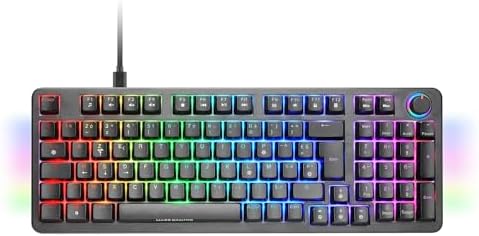 MKPRO, Full Mechanical Gaming Keyboard, RGB Chroma, Mechanics Hot-Swap Switches, Antighosting, Steering Wheel, Advanced Software, Multiplatform, Silent Switch, French, Black