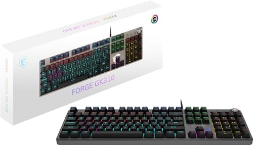 MSI Forge GK310 - Red SWITCHES Mechanical Gaming Keyboard - Red Mechanical Switches (Linear), Ergonomic Keys, Non-Slip Base, RGB LED, USB 2.0 - Standard Size