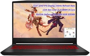 MSI Katana GF66 Gaming Laptop, 15.6″ FHD IPS Display 144Hz, Intel i7-11800H 8Core, NVIDIA GeForce RTX 3060 6GB GDDR6, Wi-Fi 6, Type-C, Backlit Keyboard, HDMI, Win10 Home (32GB RAM|1TB PCIe SSD)