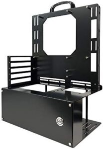 Nagao Seisakusho Open Frame Ver.Micro-ATX – Black Steel Case with 5 Expansion Slots, Supports ATX Power Supply Up to 220mm, Compatible with Mini-ITX, Mini-DTX, Micro-ATX Motherboards