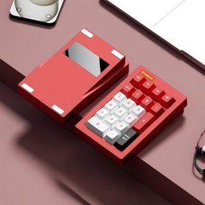 PANDA20 Mechanical Number Pad,VIA/QMK Programmable Macro Numpad Aluminum CNC Hot Swappable Gasket Wireless Numeric Keypad BT5.0/2.4Ghz/USB-C RGB Gaming Keypad for Laptop/PC (Red)