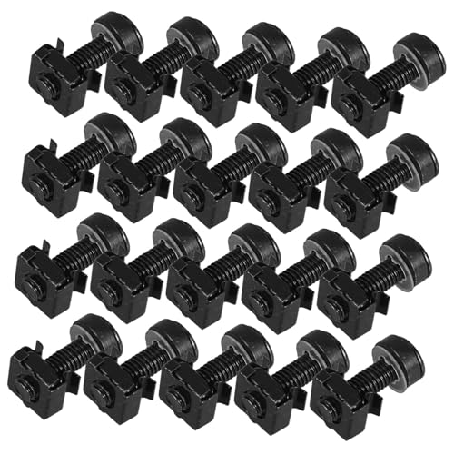 PRETYZOOM Server Cabinet Screws Set 50 Pieces Rack Mount Nuts Screws for Enclosures