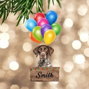 Personalized Name Ornaments with Dog Name for Christmas Tree German Shorthaired Pointer Dog Acrylic Glass Ornament Custom Laser Cut 2D Family for Birthday New Year