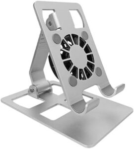 Phone Tablet Holder and Cooling Fan Quiet Cooling Pad Radiator with Foldable Stand Holder for Smartphones