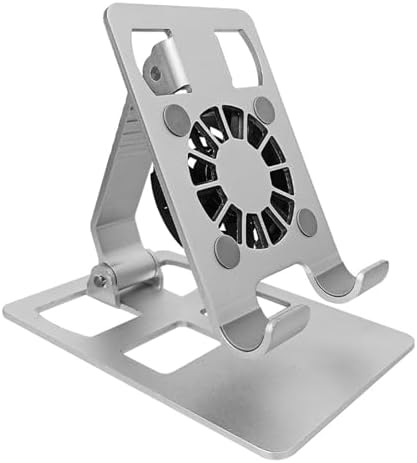 Phone Tablet Holder and Cooling Fan Quiet Cooling Pad Radiator with Foldable Stand Holder for Smartphones