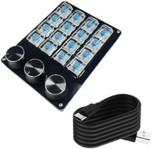 Portable 16Key Macro Keypad with Programmable Dials for Advanced Gaming Controls and Multimedia Management Keyboards