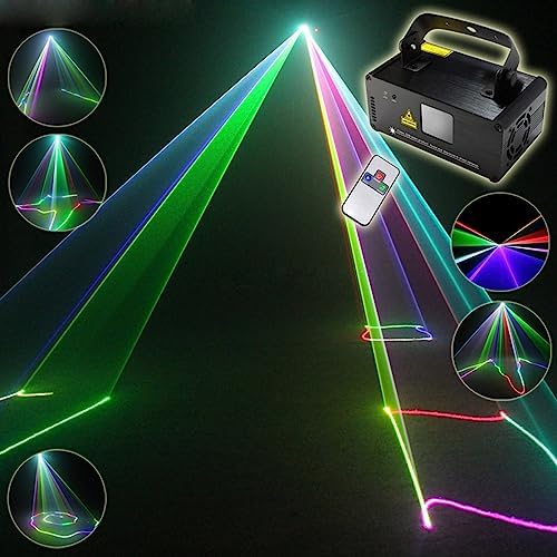 Professional RGB Laser Party Lights,Sound Activated DJ Disco Light,DMX512 Remote Control Scanner Beam Effect Lazer Projector Lighting for Show KTV Bar Club School Dances Corporate Event Mobile DJs