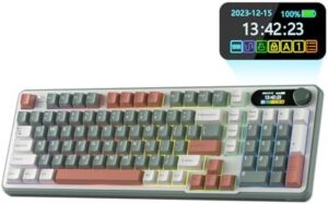 RK ROYAL KLUDGE S98 Mechanical Keyboard w/Smart Display & Knob, Top Mount 96% Wireless Mechanical Keyboard BT/2.4G/USB-C, Hot Swappable, Software Support, Creamy Sounding, 98 Keys