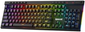 Redragon K580 PRO Wireless RGB Gaming Keyboard, 3-Modes 104 Keys Mechanical Keyboard w/Hot-Swap Socket, Dedicated Media Controls & Onboard Macro Recording, Linear Red Switch