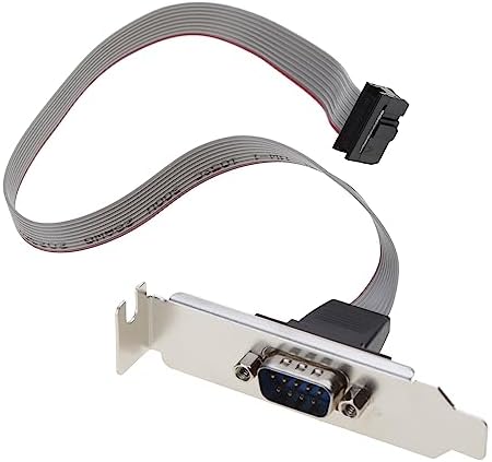 Serial Port 9 Pin to Computer Motherboard Line Expansion with Bracket + Cable, Silver