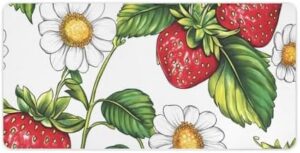 Strawberry Flowers and Leaves Desk Mouse Mat Laptop Pad Desktop Protector Non-Slip Keyboard Pads for Office Gamer