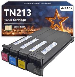 TN213 Toner Cartridges Compatible for Konica Minolta TN213K TN213C TN213M TN213Y Toner for Bizhub C203 C253 Printers, 1 Set