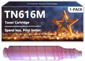 TN616 Toner Cartridges Compatible for Konica Minolta TN616K TN616C TN616M TN616Y Toner for Bizhub Press C6000 C7000 Printers, 1 Magenta