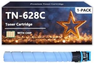 TN628 Toner Cartridges Compatible for Konica Minolta TN628K TN628C TN628M TN628Y Toner for Konica Minolta Bizhub C450i C550i C650i Printers, 1 Cyan