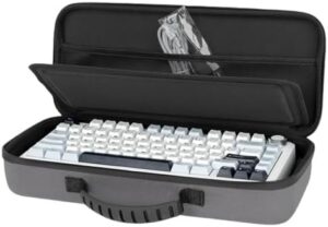 Travel Case for 75% Mechanical Keyboards, Secure 84 Key Hard Case with Soft Interior Lining and Hand Straps