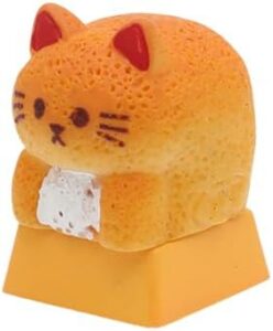 Unique Kitten and Bread Themed Keycap for Mechanical Keyboards Durability Resin Construction Easy Installation