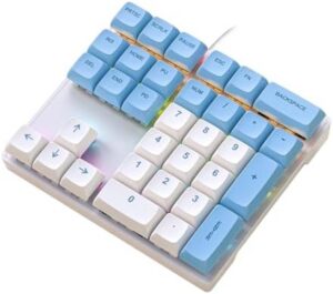 Wire Numeric Keypad 33-Key Corded USB Number Pad External Numpad Portable Numeric Keyboard for PC Laptop Notebook Gaming Keyboard Mechanical Number Pad Gaming Accessory, blue white green axi