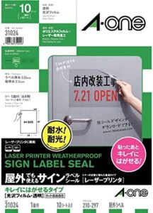 e-wan Label Seal Outdoor for all Label Nicely Removable Glossy Transparent 10 Sheets 31024
