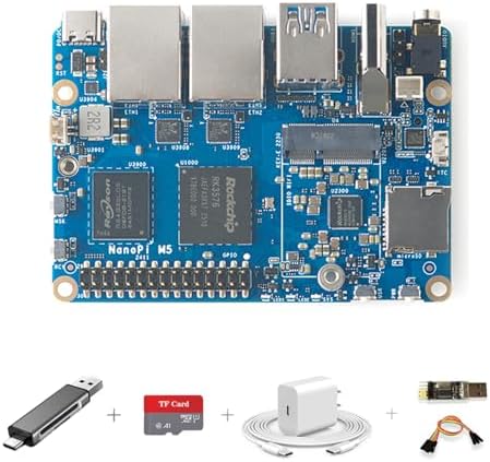 youyeetoo Friendlyelec NanoPi M5 - RK3576 SOC, Dual Gigabit Ethernet, 4/8/16GB RAM, UFS, AI Deployment, M.2 SDIO WiFi, HDMI 2.0, 4K@60Hz, OpenMediaVault (LPDDR5 16GB RAM,Motherboard Kit)